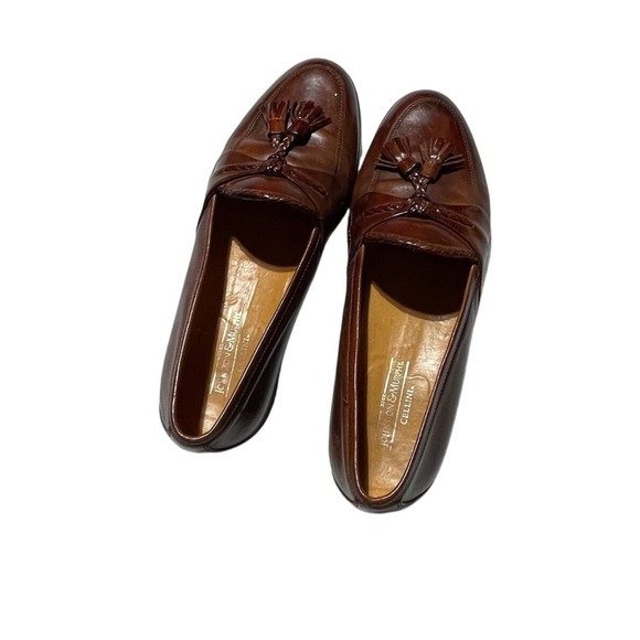 Johnston & Murphy Cellini Men's 9.5 Brown Leather Tassel Loafers Made in Italy - Picture 1 of 9